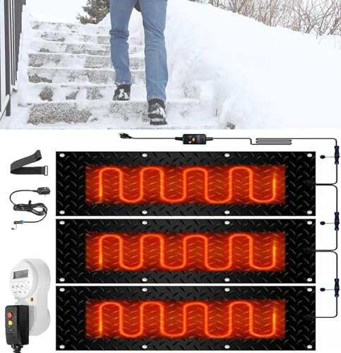 SHAIRMB Schneeschmelzmatte FüR Gehwege, rutschfeste, Beheizte AußEnmatte Mit Netzkabel, Schmelzrate 2 Zoll/Stunde, Beheizte Unterlage FüR Schnee Und EIS,Schwarz,20in*30in