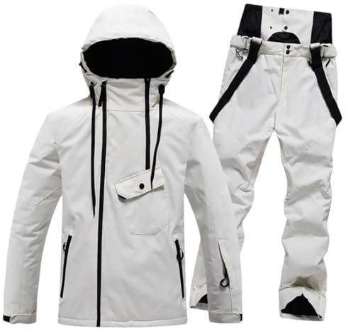 Damen Winter Paar Skianzug Set Snowboard Set Outdoor Schneeanzug Eisjacken + Trägerhose für Farbe 1 XXL, Farbe1, 48