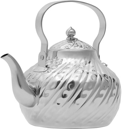 Edelstahl-Teekanne, 2L Teekanne mit Teesieb, Wasserkanne, Kaffeekanne passend für Familienhotelrestaurants, 20.5 * 20cm Herausnehmbar Tropffrei Haushalt (Silber)