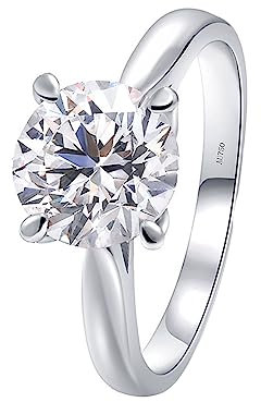 Tolldek Weißgold 18 Karat 750 Echt Schmuck Ring, Solitärring Eheringe mit Moissanit 2ct, 18K Gold Partnerringe Trauringe Freundschaftsringe für Damen, Weißgold, Gr.57