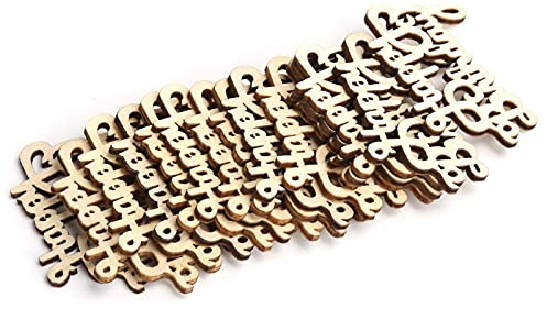 Ornamenti in Legno con Parole, Artigianato Fai-da-te con Ritagli Lisci per Decorazioni per Feste, 60 Pezzi, Trucioli di Legno Durevoli per Migliorare l'abilità Pratica, Ornamenti