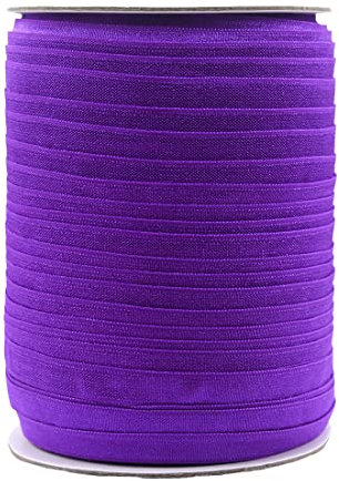 Nine Looms - Banda elástica de 100 yardas de 3/8 pulgadas, correa elástica ancha para costura, correa elástica, lazo elástico de felpa elástica de felpa (100 años 3/8 pulgadas, morado)