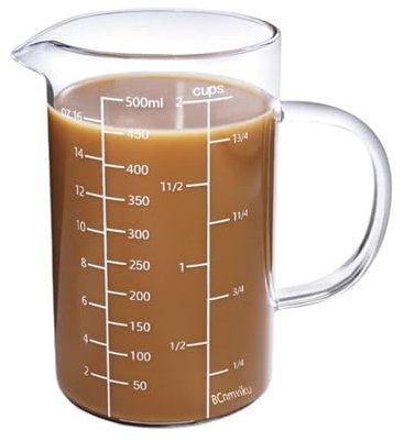 Montalatte Misurino in vetro da 2 pezzi, tazza da caffè ad alta borosilicato da 500 ml con beccuccio a forma di V, caffè espresso freddo for la cucina del ristorante Bricco Per Latte