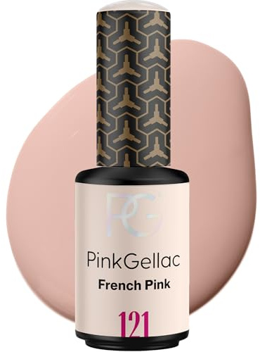 Pink Gellac Gel Nagellack UV, Veganes Nagelgel - 121 French Pink 8 ml | Gelnagellack für UV Lampe, Einfache Anwendung Nail Polish für 14 Tage Salonqualität, Gellack Made in Holland