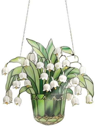 Maiglöckchen-Sonnenfänger Aus Glas – Buntglas-Lilien-Sonnenfänger | Maiglöckchen Fensterdekoration | Fensterlilien-Sonnenfänger Für Den Innenbereich | Auffällige Fensterdekorationen In Leuchtenden Far