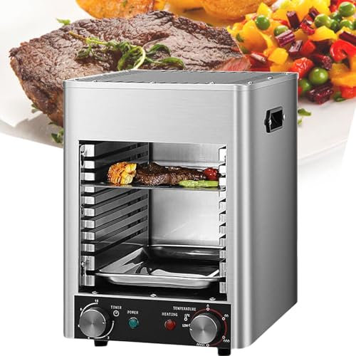 RoyceBee Elektrischer Steakgrill, Tragbarer Tischbackofen für den Innenbereich, Heizt Bis zu 800 Grad Auf, BBQ, Grillen, Toasten und Braten von Hühnchen, Rind, Schwein und Gemüse