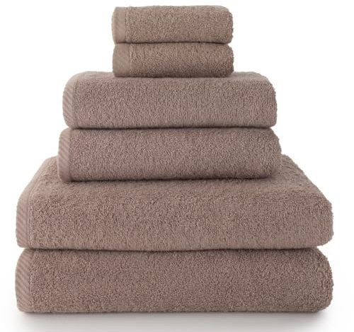 Set 6 Toallas piezas: 2 bidet + 2 manos + 2 baño color visón