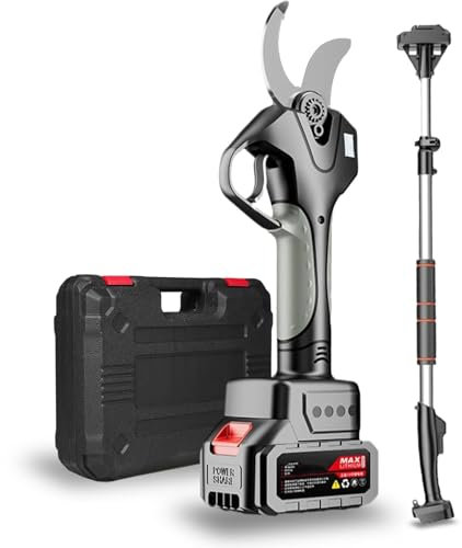 QIANMEI Tijeras Eléctricas De 21 V con Postes De Extensión, Inalámbricas De 40 Mm De Diámetro For Jardinería, Podadora De Ramas Resistente, Batería De 4500 MAh.(‎1Battery)