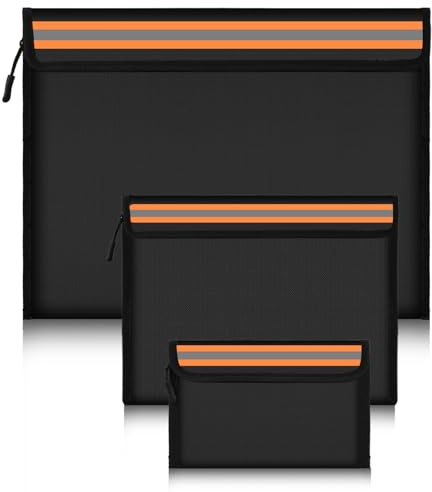 3 Piezas Bolsa Ignífuga, Bolsa de Documentos Ignífuga, Carteras Ignífugas Impermeable, Bolsa de Almacenamiento de Seguridad, para Proteger Objetos de Valor, Documentos, Pasaporte, Joyería