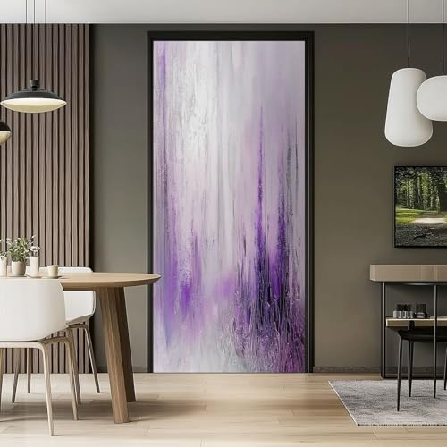 Adesivo Per Porte 3D Per Porte Interne, 80 x 210 cm Astratto Screziato Texture Fotomurali Autoadesivi Impermeabile Porta In PVC, Carta Da Parati Soggiorno Cucina Camerette Decorazione, Viola Argento