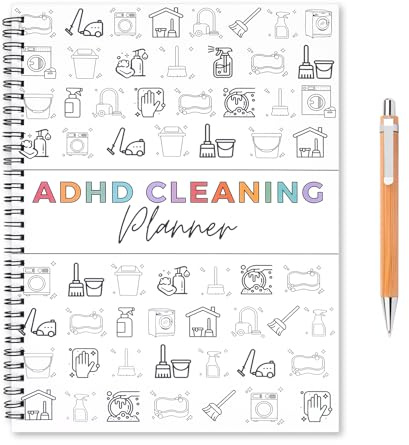 ADHD Cleaning Planner Book with Pen, A4 Household Cleaning Schedule Planner Colorful Cleaning List Planners, ADHD Daily Planners Adult Check List for Daily, Weekly, Monthly, Annually Organizer