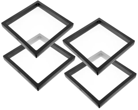 Ipetboom 4 Stück Quadratische Schwarze Pe 3D Schwebende Schmuckvitrinen mit Abs Träger 18x18cm Verschleißfestes Schmuckdisplay für Kreative Schmuckpräsentation