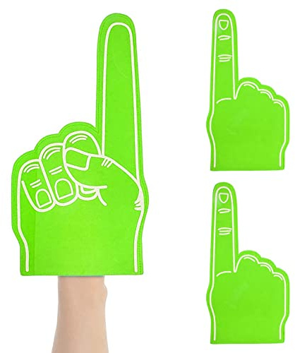 Pesoncarl Riesiger Schaumfinger 18 Zoll Schaumhand -Cheerleading -Finger für Sport Guy School Sport Games Party Lieferungen 3pcs grün, Spielzeug