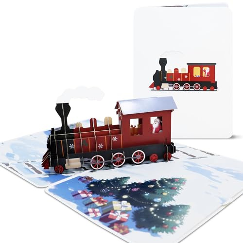 Weihnachtskarte Pop Up 2027 mit Umschlag - Weihnachtskarten 3D Weihnachtsmann - Pop Up Karte Weihnachten - Christmas Card - Gutschein Weihnachten, Weihnachtsgeschenke für Kinder, Freunde & Familie