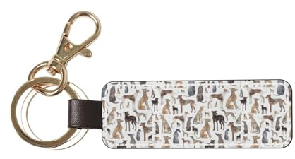 YWSOTRE Windhund Whippet und Hund, Schlüsselanhänger aus PU-Leder, Schlüsselanhänger, Ringhalter, Organizer, 1 Stück