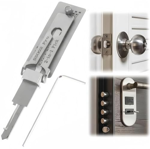 Etilku 2-in-1 Lock Set, Locksmith Tools, Key Decoder, Lock Picking Tool, Stainless Steel, Suitable for Various Locks, Easy to Use