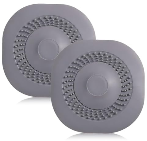 UIEXAY 2 Stück Universal Abflussstopfen Badewannenstöpsel Silikon, Grau, Flexibel Mit Siebfunktion, Durchmesser 10.5 Cm, Für Waschbecken, Küchenspülen Und Badewannen