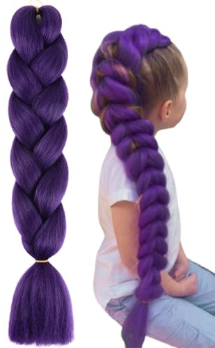 Extension Per Capelli Viola - Capelli Intrecciati Viola Per Donne E Ragazze | Tre-cce Sintetiche Pre-allungate Per Cosplay | Access-ori Per Costumi E Parrucche Per Bambini E Adulti (Vio-la Scuro)