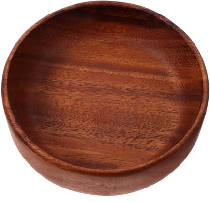 Amosfun Rustic Wooden Fruit Platter Tray for Party round Shape, Handmade Craftsmanship, Multi-functional Use, and Easy to Clean Fruit Serving Tray for Home Decorations