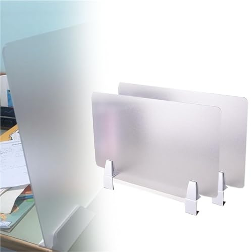 Lot de 2 panneaux de séparation de bureau en satin givré transparent pour postes de travail 40 x 30 cm (L x H) - Accessoires de bureau modernes
