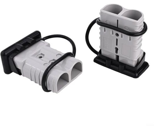 Kit de conector de alimentación de 350 A para batería de remolque de cabrestante de 12 V con 2/0 AWG, terminal de cobre chapado en plata, funda de goma impermeable, clasificación de 600 V