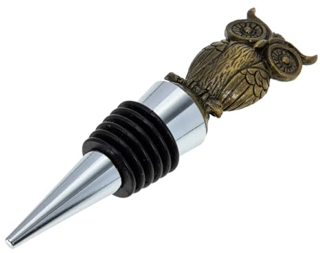 MOLUCKFU Owl Wine Bottle Stopper Red Wine Plug Vacuum Sealing Reusable Decorative Bronze Animal Design Cork Plug for Home Bar