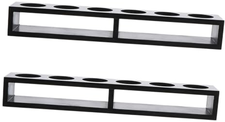 Cabilock Soporte para Vasos de Vidrio Negro de Madera 6 Orificios, Organizador Compacto para Copas de Vino, Cerveza y Whisky, Adecuado para Fiestas Hawaianas, Bares, Ktv y