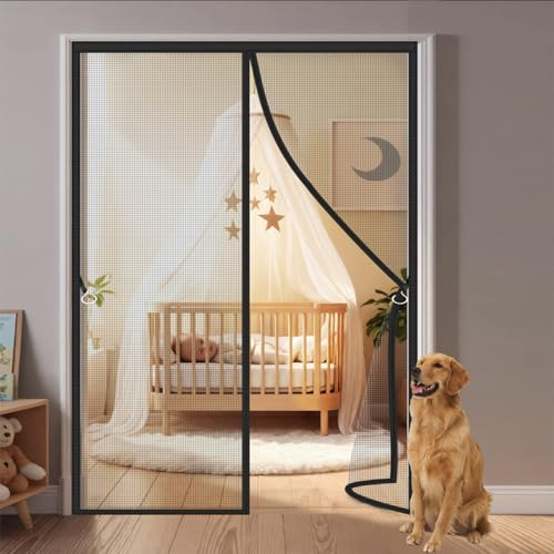 Mosquitera Magnetica Negro 168x230cm Mosquitera Sin Taladrar Con Cintas Adhesivas Para Puertas De Balcon Terraza Y Jardin
