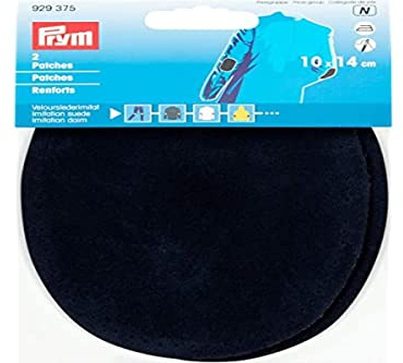 Prym-14 x 10 cm, Confezione da 2 Toppe in Finto Scamosciato, per Stirare, Cucito-Pois, Colore: Blu Navy