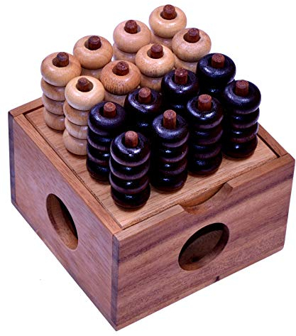 LOGOPLAY Vier in Einer Reihe 3D 4x4-3D Bingo 4x4 - Raummühle - Viererreihe 3D - Strategiespiel - Denkspiel aus Holz