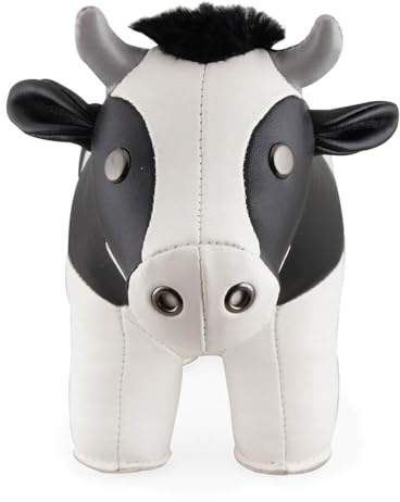 Züny Kuh, Buchstütze, Türstopper, Briefbeschwerer, Kunstleder, Schwarz, Weiß (1 Kg) | Reggilibri Cow Zuny – 1 kgUn tenero tocco campestre che unisce design e praticità. Questo simpatico reggilibri a forma di m