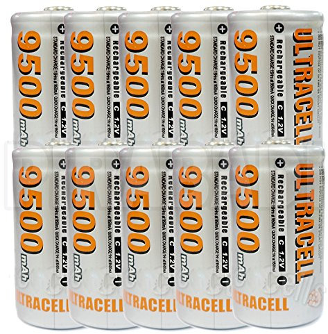 10 Pile Batterie C R14 LR14 9500 mAh ricaricabile 1.2 V Ni-MH batteria battery
