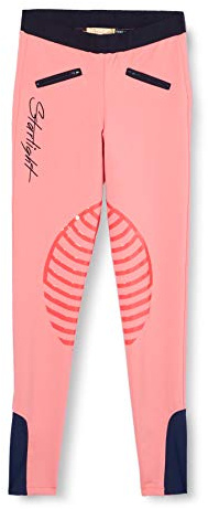 HKM 9228 Starlight, Leggings da Equitazione in Silicone, per Ragazze, Rosa/Blu Scuro, 158/164