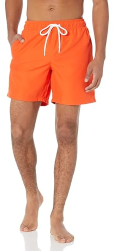 Amazon Essentials Men's Snabbtorkande badtröja 18 cm (7 tum), Orange, XL
