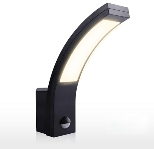 Maxkomfort LED Außenwandleuchte mit Bewegungsmelder - 15W, 4000K Neutralweiß, IP54, Sensor mit Zeit- & Dämmerungseinstellung - Außenlampe Wand für Haus, Garten & Eingang- Schwarz