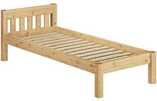 Erst-Holz®Einzelbett Massivholz-Bett Kiefer Natur 90x200 Futonbett Bettrahmen Rollrost Singlebett 60.38-09FL