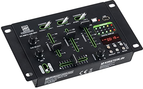 Pronomic DX-30BTU USB MKII DJ-Mixer - Bluetooth - 3 canales - Función Cue - USB/MP3/Bluetooth player - incluye fuente de alimentación