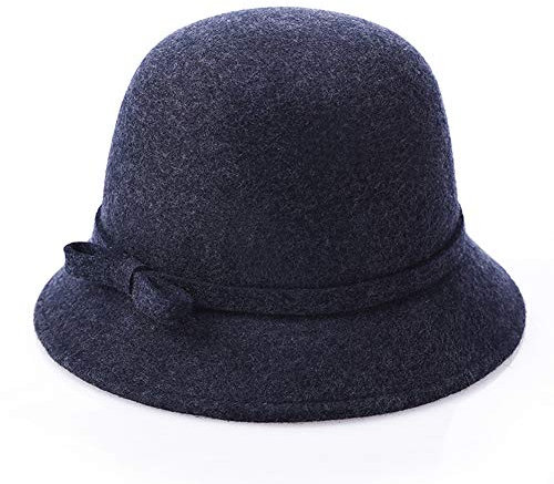 DongBao Eleganter, klassischer Damenhut, Cloche, weiche,Winterhut,Wollfilzhut Damen,Melonen Hut