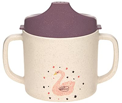 LÄSSIG Tasse à boire pour enfants avec anse et couvercle amovible 150 ml/Sippy Cup Little Water Swan