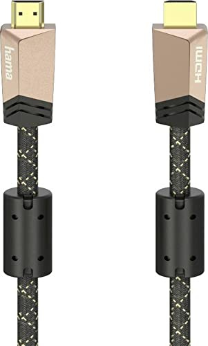 Hama HDMI Kabel 2.0 B (premium, HDMI-Stecker, Kabel, 18 Gbit/s, 4K, HDR, Full Metall, vergoldet, 0,75 m) schwarz/braun