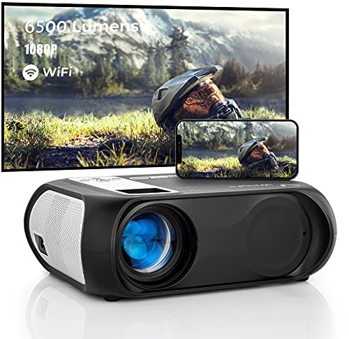 Rétroprojecteur Bluetooth WiFi Videoprojecteur Portable 1080P Full HD Mini Projecteur Vidéo Portatif pour iPhone Android Smartphone PC