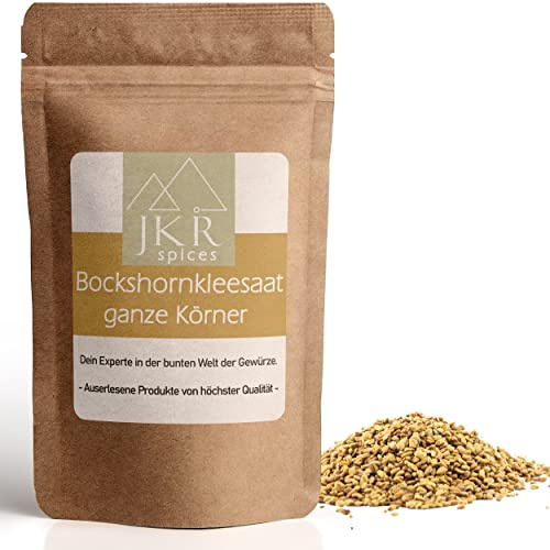 JKR Spices Bockshornklee ganz - Bockshornkleesaat ganze Körner - Bockshornkleesamen - Perfekt für Tee & zum würzen - natürliches Gewürz - Fenugreek Seed Powder (1000 GR)