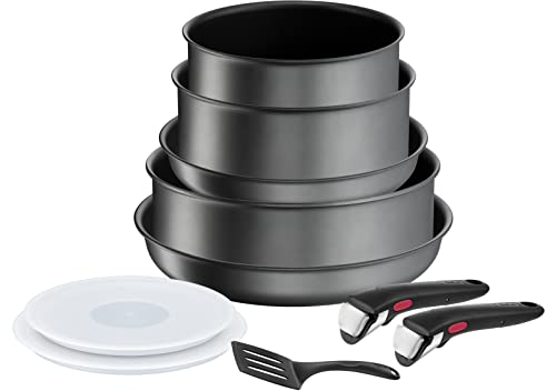 Tefal Ingenio - Pentole da cucina 10 p, casseruole, induzione, rivestimento antiaderente resistente, impilabile, lavabile in lavastoviglie, made in Francia, Daily Chef On L7619302