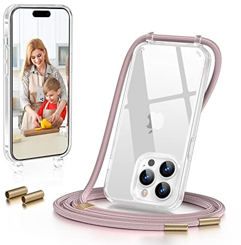 GOODVISH Handykette für iPhone 14 Pro Hülle mit Band, Roségold