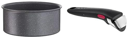 Tefal Ingenio Natural Force Casserole 16 cm / 1,5 L, Empilable, Antiadhésive, Induction, Fabriqué en France L3962802 & Ingenio Poignée amovible noire, Empilable