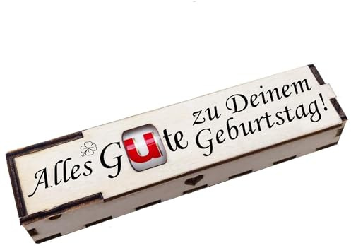 Duplo Holzbox mit Schokoriegel Geschenkbox mit Spruch Gravur Schokolade Mitbringsel Geschenkidee (Alles Gute zu Deinem Geburtstag)