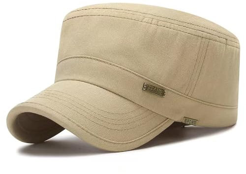 Army Cap Military Style Verstellbar Vintage Baumwolle Cadet Hat Baseball Cap Unisex (Beige)