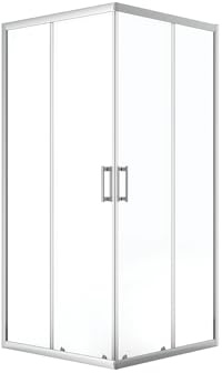 VBChome Duschkabine 90 x 90 x 185 cm Chrom Quadrat Eckeinstieg Duschwand Schiebetür Duschabtrennung Klares Sicherheitsglas Dusche Duschtrennwand Quadratisch 90x90 cm