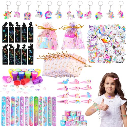 Livdouyu 122 Stück Einhorn Mitgebsel für Kindergeburtstag - Einhorn Party Gastgeschenke für Mädchen 3-12 Jahre