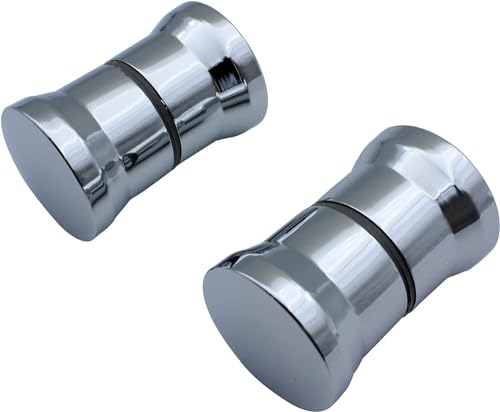 Clarmonde Lot de 2 paires de poignées de porte de douche rondes en verre chromé - Pièces de rechange pour cabine de douche, écran de douche